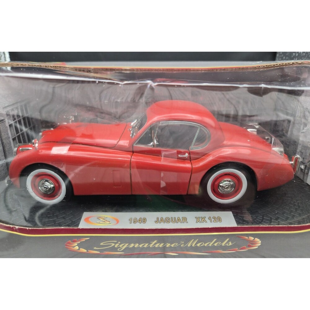 Vintage 1949 Jaguar XK120 Red 1:18 Diecast Car Signature Models NIB Box Wear